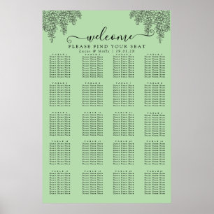 Sage Green Fern Leaf Wedding Seating Chart