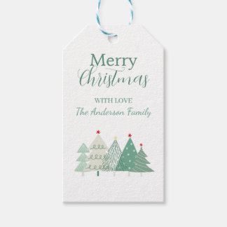 Sage Green Festive Trees Holiday Gift Tag