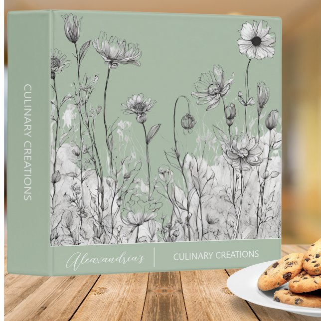 Sage Green Field of Wildflowers Recipe  Binder (Creator Uploaded)