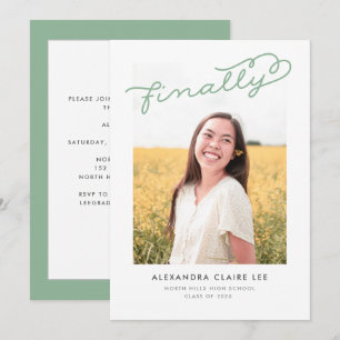 Sage Green Finally Photo Graduation Announcement