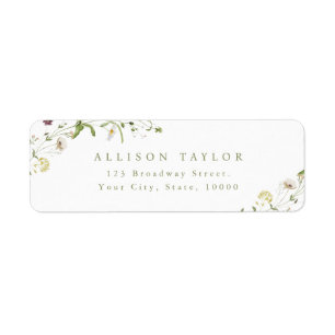 Sage Green Fleur sauvage Rustic Boho Adresse de re
