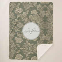 Sage Green Flora Élégante couverture Sherpa