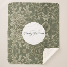 Sage Green Flora Élégante couverture Sherpa