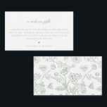 Sage Green Floral A Note On Gifts Wedding Enclosure Card<br><div class="desc">A note on gifts,  wedding enclosure card. Elegant Sage Green Vintage Floral Chinoiserie Pattern Backing with coordinating sage typography.</div>