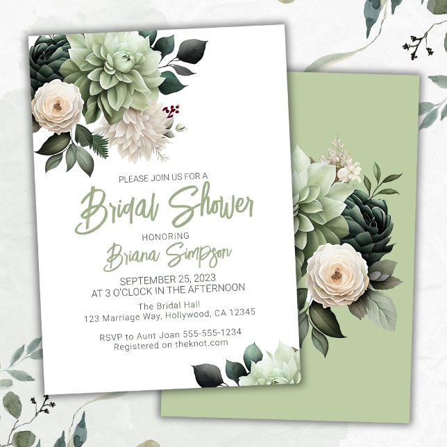 Sage Green Floral Bridal Shower Invitation (Creator Uploaded)