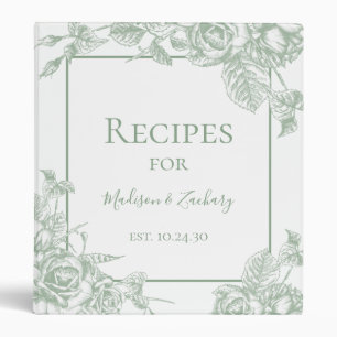 Sage Green Floral Bridal Shower Recipe Binder