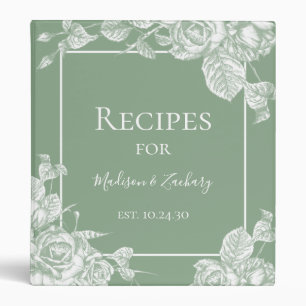 Sage Green Floral Bridal Shower Recipe Binder