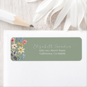 Sage Green Floral Bridal Shower Return Address
