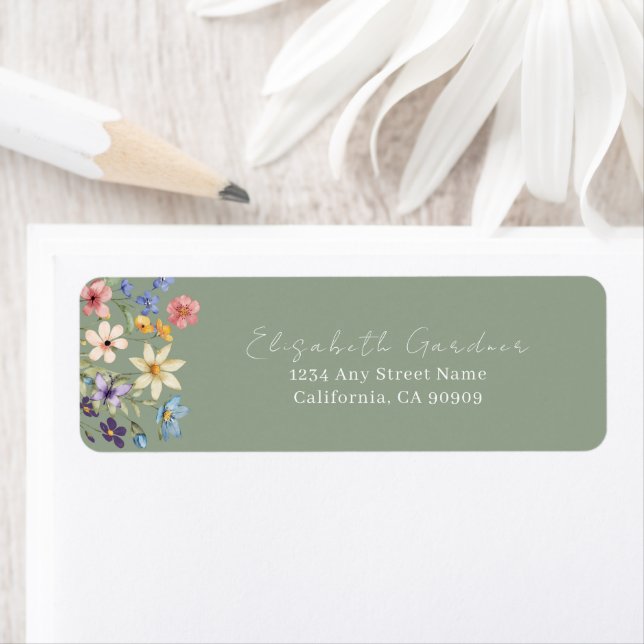Sage Green Floral Bridal Shower Return Address (Insitu)