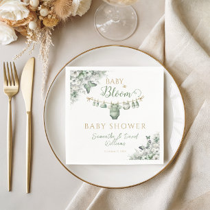 Sage Green Floral Butterfly Baby in Bloom Napkin