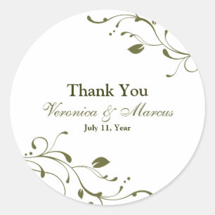 Sage Green Floral Decal Favour Stickers