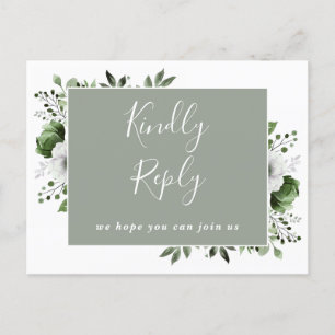 Sage Green Floral Demande de Chanson RSVP Carte Po