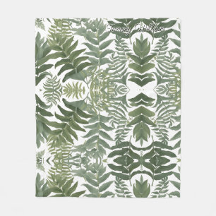 Sage Green Floral Elegant Fleece Blanket