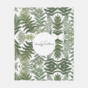 Sage Green Floral Elegant Fleece Blanket