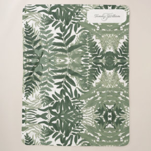 Sage Green Floral Elegant Sherpa Blanket