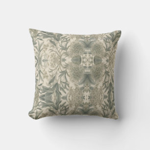Sage Green Floral Elegant Throw Pillow