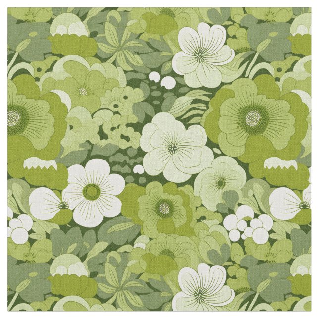 Sage Green Floral  Fabric (Close Up)