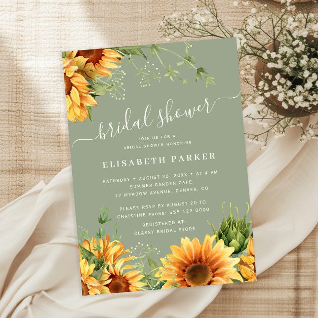 Sage green floral garden bridal shower invitation (Creator Uploaded)