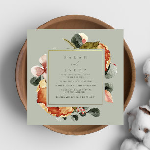 Sage Green Floral Garden Wedding Invitation