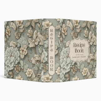 Sage Green Floral Kitchen Recipe Binder Organizer