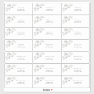 Sage Green Floral Line Art Guest Address