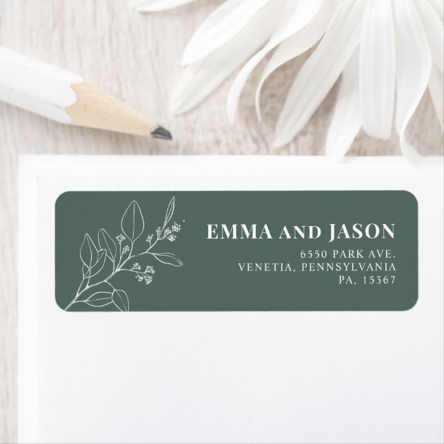 Sage Green Floral Mariage étiquettes d'adresse de  (En situation)