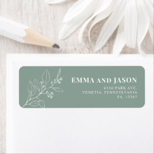 Sage Green Floral Mariage étiquettes d'adresse de 