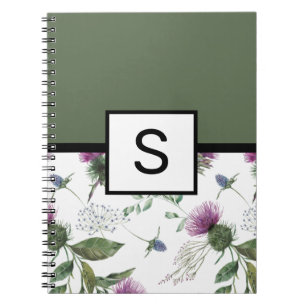 Sage Green Floral Monogram Notebook
