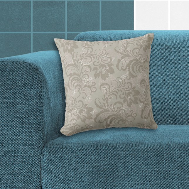 Sage Green Floral Pattern Throw Pillow (Creator Uploaded)