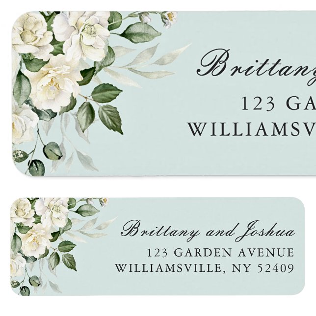 Sage Green Floral Script Wedding Return Address (Creator Uploaded)