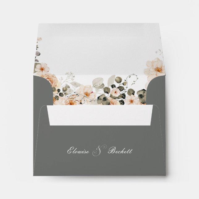 Sage Green Floral Self Addressed Reply Envelope (Back (Bottom))