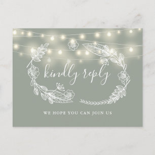 Sage Green Floral Song Request RSVP Card
