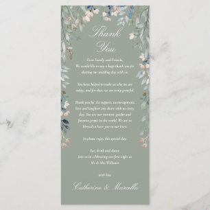 Sage Green Floral Thank You Wedding Place Card