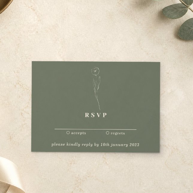 Sage Green Floral Trend Kindly Reply Wedding Invitation (Creator Uploaded)