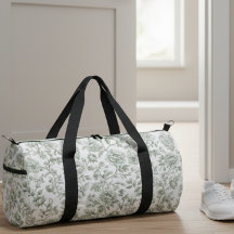 Sage Green Floral Vintage Toile Pattern