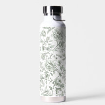 Sage Green Floral Vintage Toile Pattern 