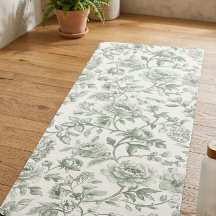 Sage Green Floral Vintage Toile Pattern