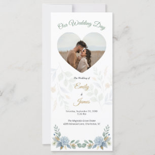 Sage Green Floral Watercolor Wedding Program Card