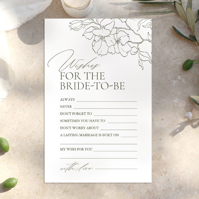 Sage Green floral wedding advice & wishes card (Sage Green floral wedding advice & wishes card)