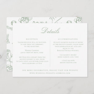 Sage Green Floral Wedding Details Card