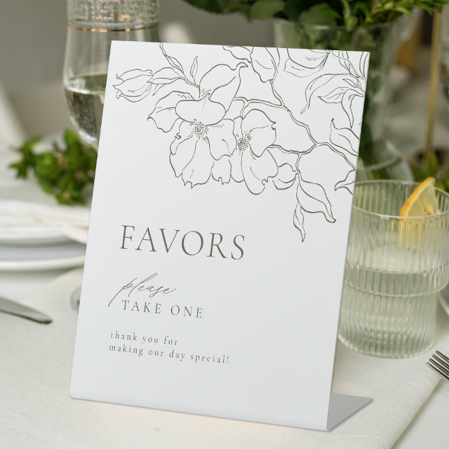 Sage Green Floral Wedding Favours Please Take One Pedestal Sign (Sage Green Floral Wedding Favors Please Take One Pedestal Sign)