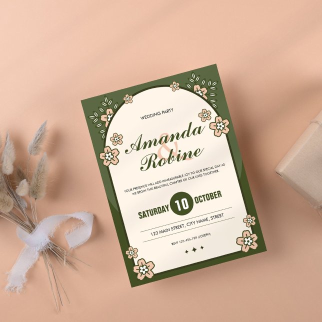 Sage Green Floral Wedding Invitation (Creator Uploaded)