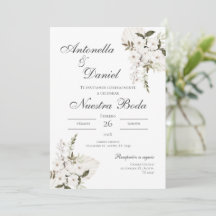 Sage Green Floral wedding invitation in Spanish