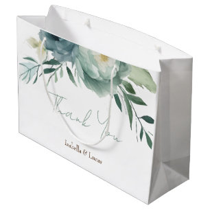 Sage Green Floral Wedding Large Gift Bag