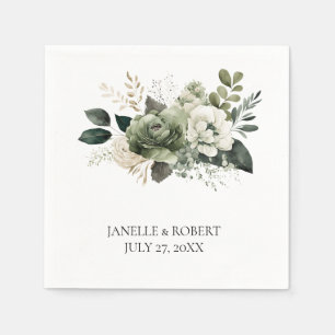 Sage Green Floral Wedding   Napkin