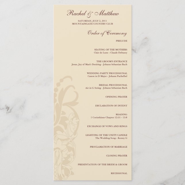 Sage Green Floral Wedding Program (Front)