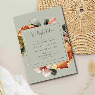 Sage Green Floral Wedding Rehearsal Dinner Invitation