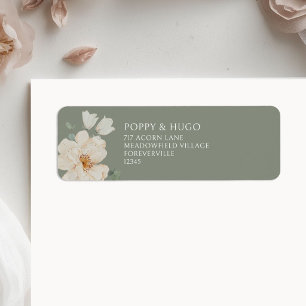 Sage Green Floral Wedding Return Address