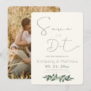 Sage Green Floral Wedding Save The Date