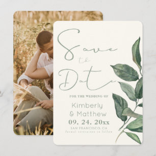 Sage Green Floral Wedding Save The Date